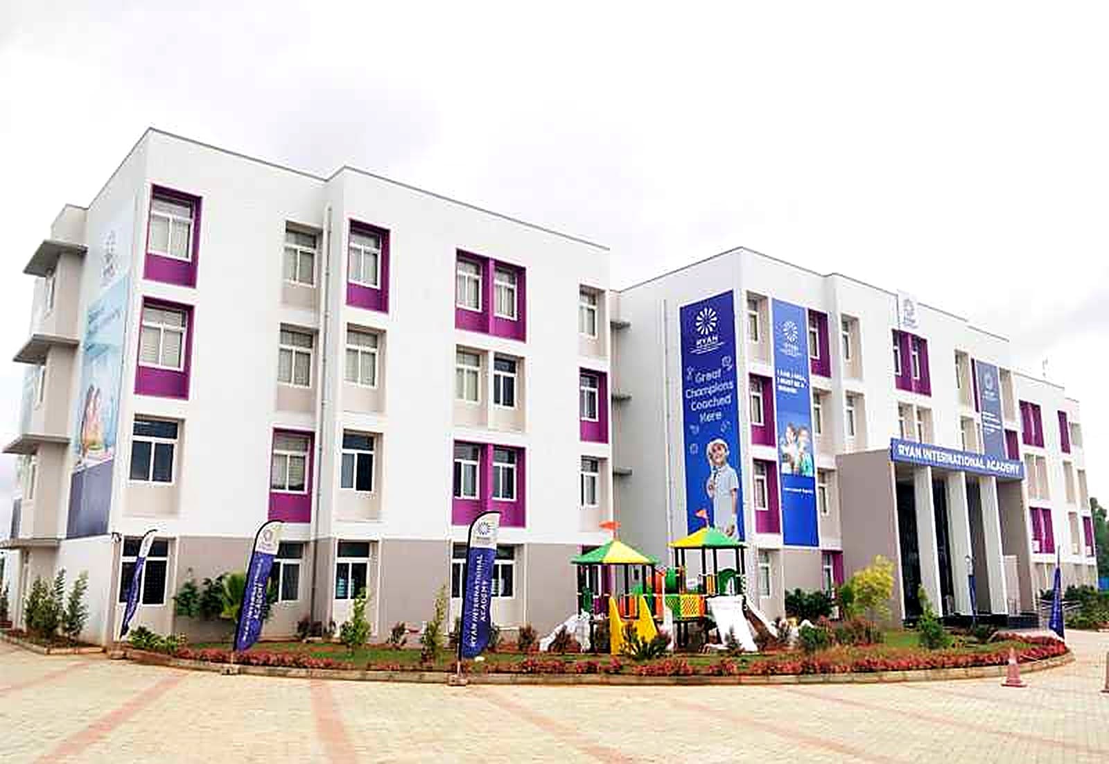 Ryan International Academy campus entrance and school building